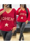 SWETER BOHEMIAN LUREX AH250420 CZERWONY