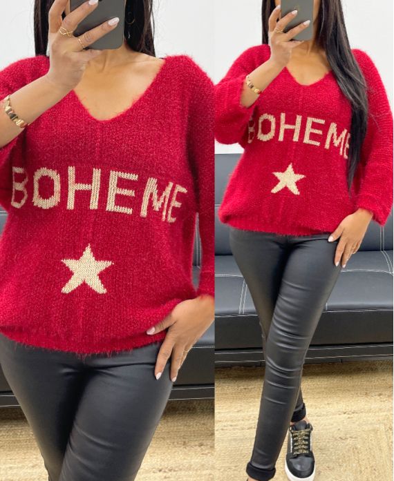 BOHEMIAN LUREX SWEATER AH250420 RED