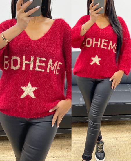 BOHEMIAN LUREX SWEATER AH250420 RED