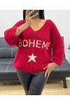 SWETER BOHEMIAN LUREX AH250420 CZERWONY