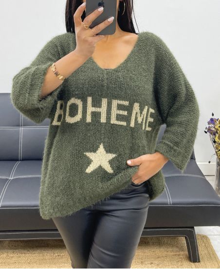 BOHEMIAN LUREX SWEATER AH250420 KAKI