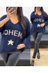 BOHEMIAN LUREX SWEATER AH250420 NAVY