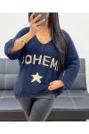 BOHEMIAN LUREX SWEATER AH250420 NAVY