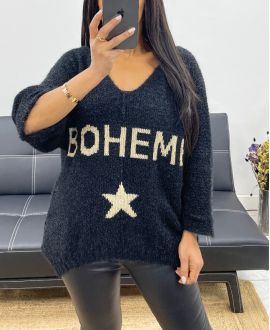 BÖHMISCHER LUREX-PULLOVER AH250420 SCHWARZ