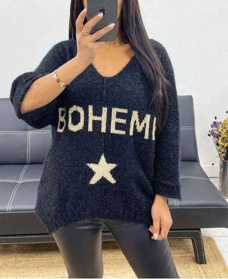 BOHEMIAN LUREX SWEATER AH250420 BLACK