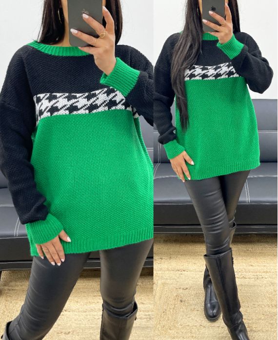 HOUNDSTOOTH TAIL SWEATER AW896 GREEN