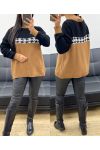 HOUNDSTOOTH SWEATER AH896 CAMEL