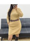 KNITTED DRESS WITH POCKETS + BELT AH250428 CAMEL