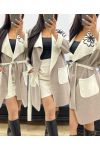 TWO-TONE COAT FLOWER AH250310 TAUPE