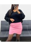 PACK 4 FAUX LEATHER SKIRTS S-M-L-XL PE153 PINK