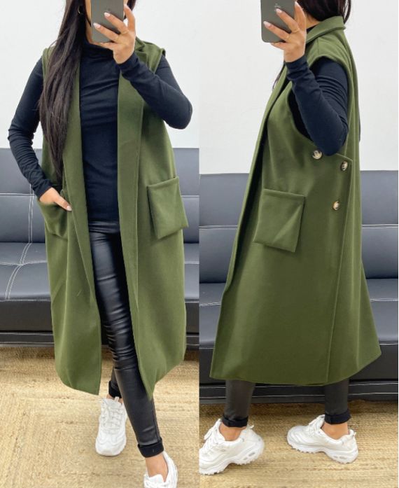 MANTEAU SANS MANCHES AH250095 VERT