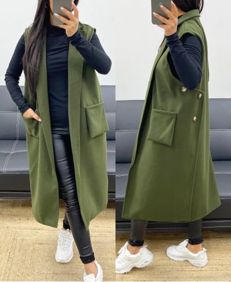 MANTEAU SANS MANCHES AH250095 VERT