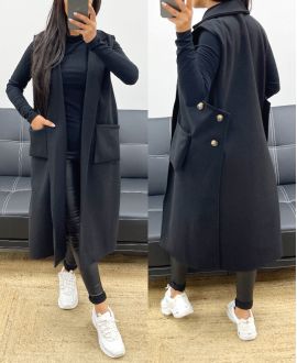 SLEEVELESS COAT AH250095 BLACK