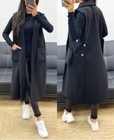 SLEEVELESS COAT AH250095 BLACK