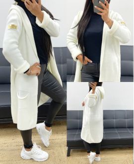 GILET A CAPUCHE LUXURY AH250456 BLANC