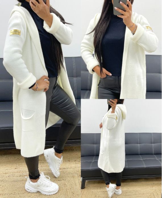 GILET A CAPUCHE LUXURY AH250456 BLANC