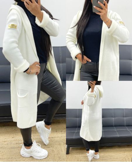 GILET CON CAPPUCCIO BIANCO AH250456 LUSSO