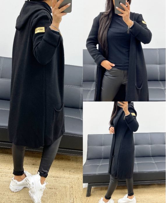 LUXURY AH250456 BLACK HOODED VEST