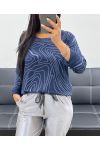 PULLOVER MIT GEOMETRISCHEM DRUCK AH250113 MARINEBLAU