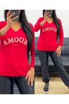 PULL LEGER COL V AMOUR TOUJOURS AH250437 ROUGE