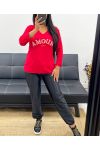 LIGHTWEIGHT V-NECK SWEATER LOVE ALWAYS AH250437 RED