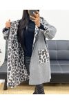 CHAQUETA CON CAPUCHA LEOPARDO AH250451 GRIS