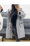 CHAQUETA CON CAPUCHA LEOPARDO AH250451 GRIS