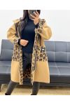 LEOPARD AH250451 CAMEL HOODED JACKET