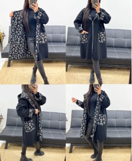 LEOPARD KAPUZENJACKE AH250451 SCHWARZ