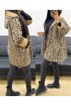 CHAQUETA OVERSIZE DE ANTE DE LEOPARDO CON CREMALLERA AH250338