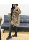 CHAQUETA OVERSIZE DE ANTE DE LEOPARDO CON CREMALLERA AH250338