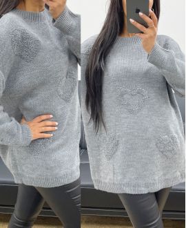 MAGLIA OVERSIZE CUORE AH250422 GRIGIO