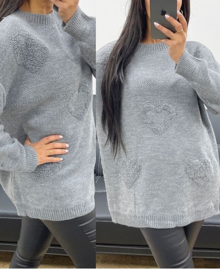 JERSEY OVERSIZE HEART AH250422 GRIS