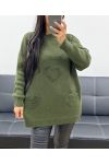 OVERSIZE-PULLOVER HEART AH250422 KAKI