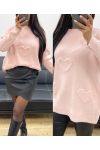 MAGLIA OVERSIZE CUORE AH250422 ROSA