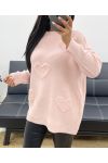 MAGLIA OVERSIZE CUORE AH250422 ROSA