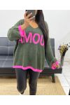 OVERSIZE-PULLOVER LOVE AH250435 KAKI