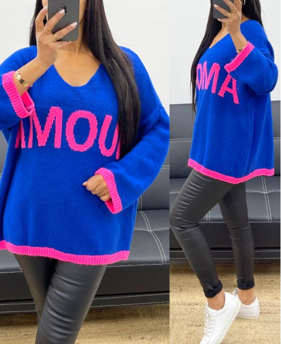 OVERSIZED SWEATER LOVE AH250435 ROYAL BLUE