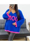 MAGLIONE OVERSIZE LOVE AH250435 BLU REALE