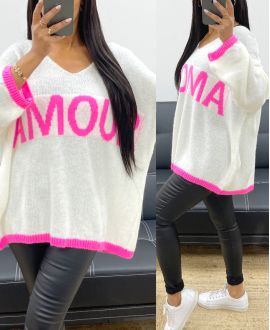 OVERSIZE-PULLOVER LOVE AH250435 WEISS