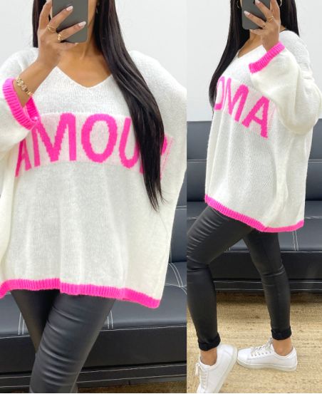 PULLOVER OVERSIZE AMOUR AH250435 BLANC