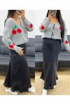 SWEATER-CARDIGAN SOFT CHERRY KNOTS AH250477 GREY