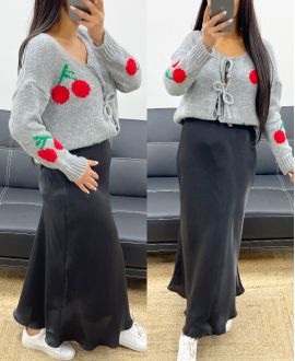 SWEATER-CARDIGAN SOFT CHERRY KNOTS AH250477 GREY