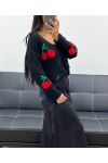 MORBIDO CARDIGAN CHERRY KNOTS AH250477 NERO