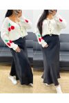 SWEATER-CARDIGAN SOFT CHERRY KNOTS AH250477 WHITE