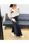 SWEATER-CARDIGAN SOFT CHERRY KNOTS AH250477 WHITE