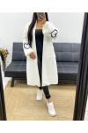 LONG BI-MATERIAL COAT AH250468 WHITE