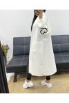 LONG BI-MATERIAL COAT AH250468 WHITE