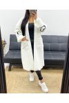 LONG BI-MATERIAL COAT AH250468 WHITE