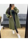 LONG BI-MATERIAL COAT HEART AH250468 MILITARY GREEN